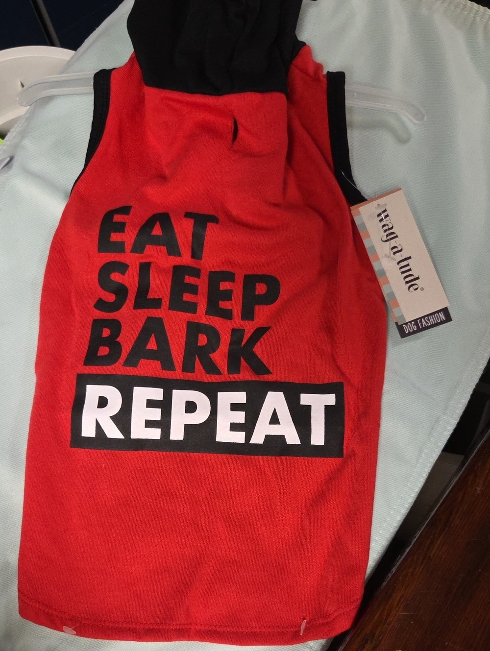 Red 'Eat‎ Sleep Bark Repeat' Dog Hoodie